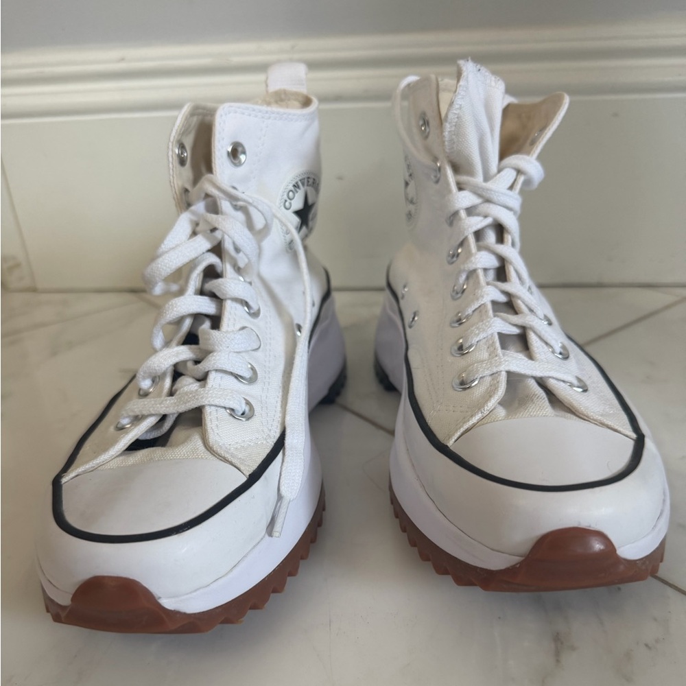 Converse CTAS size 9 Run Star Hike High White Cream Black Gum Lug Sole Sneakers - Picture 8 of 12
